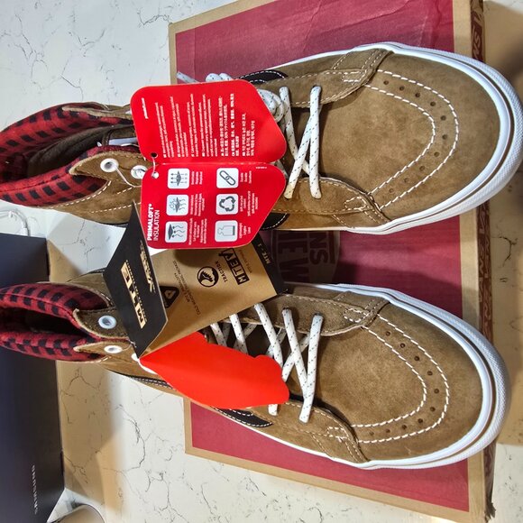 VANS Sk8-Hi MTE-1 Plaid Brown SNEAKER BOOT SHOES SKATEBOARDING MENS 10 NEW - Picture 3 of 16